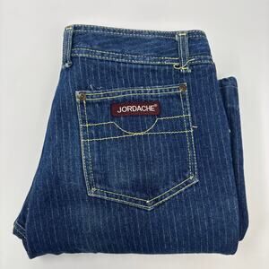 Vintage Jordache Mens 32x32Blue Pin Striped 5 Pocket Made in USA Cotton Jeans
